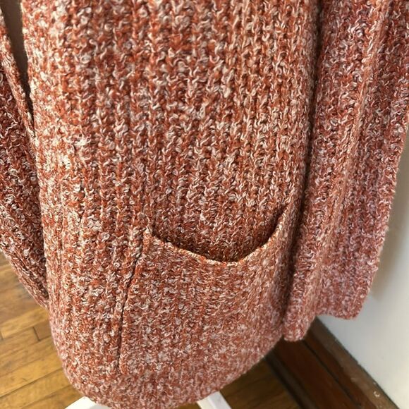 B B Dakota rust white long open pocketed cardigan Size S New - Picture 2 of 9